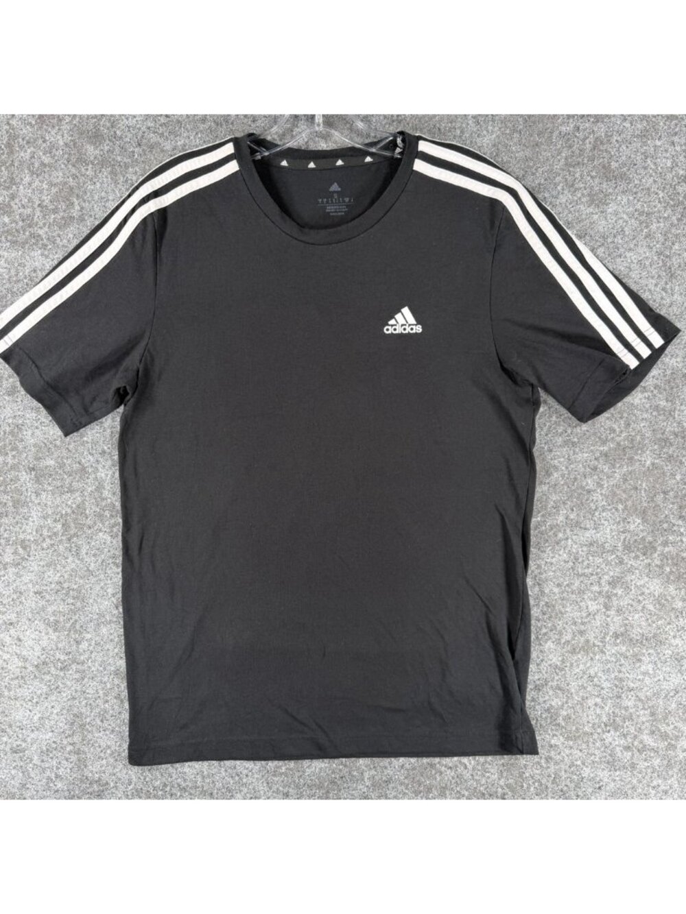 Adidas Essentials 3-Stripes T-Shirt Mens S Black Aeroready Lightweight Crew Neck